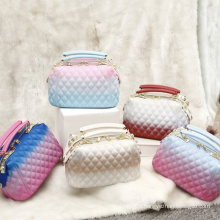 2021 Female Bag New Double Hand-held Color Rhombic Jelly Bag Crossbody Bag Purses And Handbags